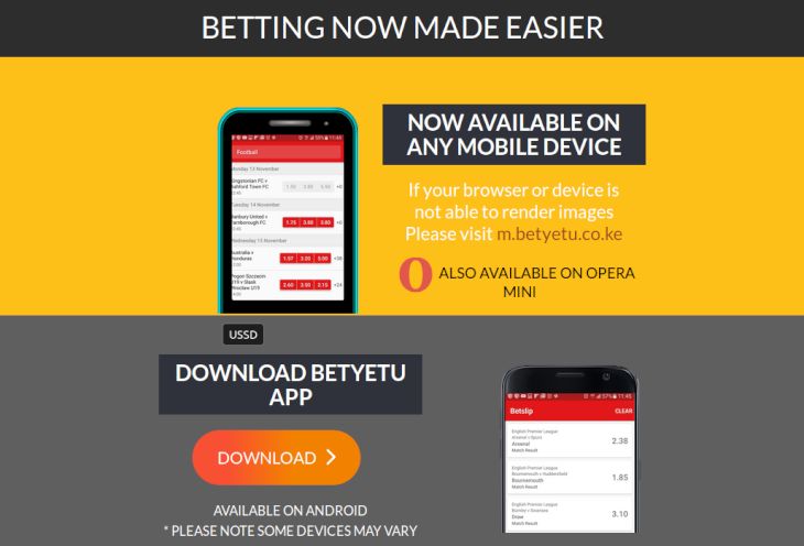 BetYetu mobile app