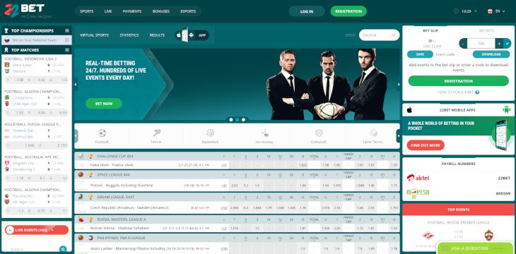 22BET home page